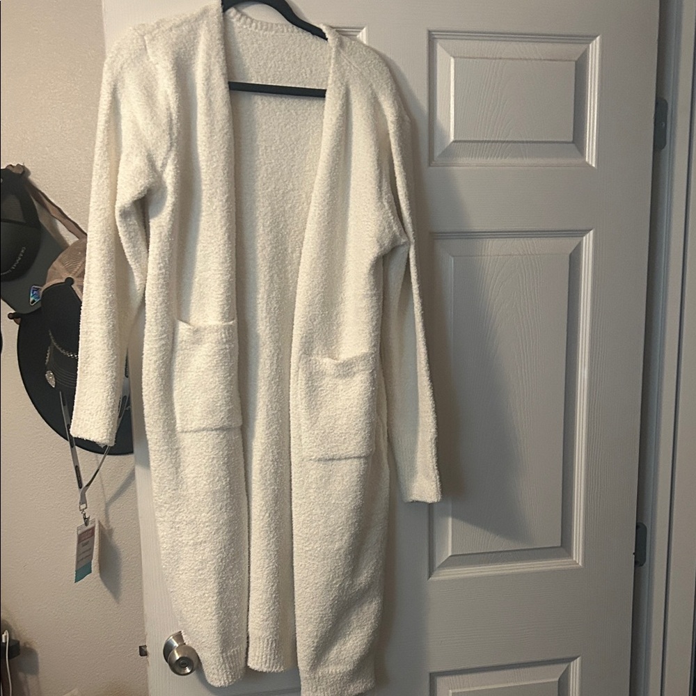 Cozy Open-Front Women's Long Cardigan Sweater - Cream